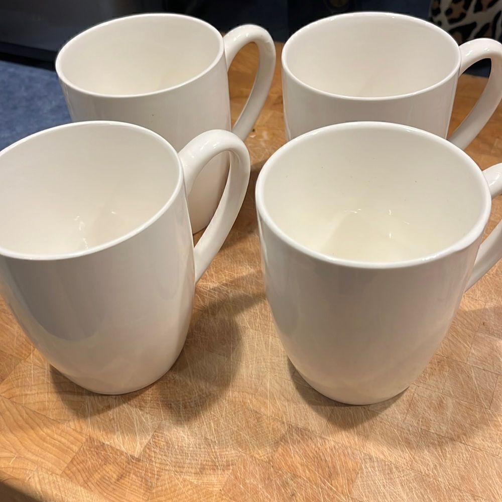Food Network Creamy White Ceramic Stoneware Microwave Safe Mugs- 12 Oz